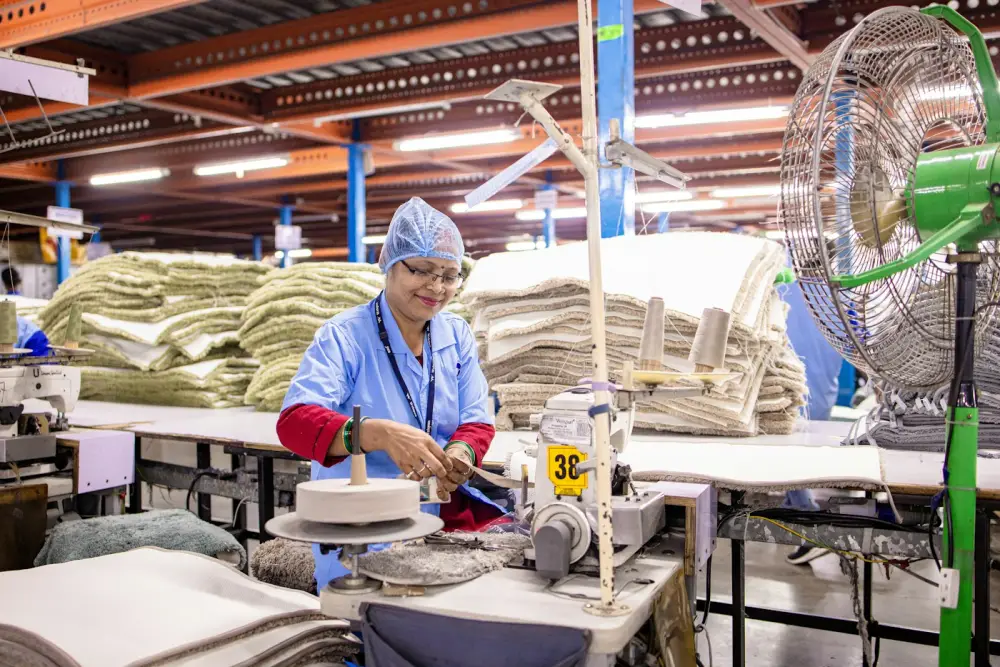 Worker on a production line