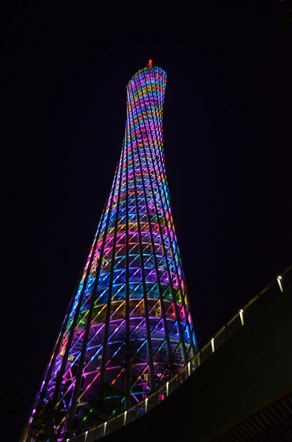 Canton Tower lit up at night