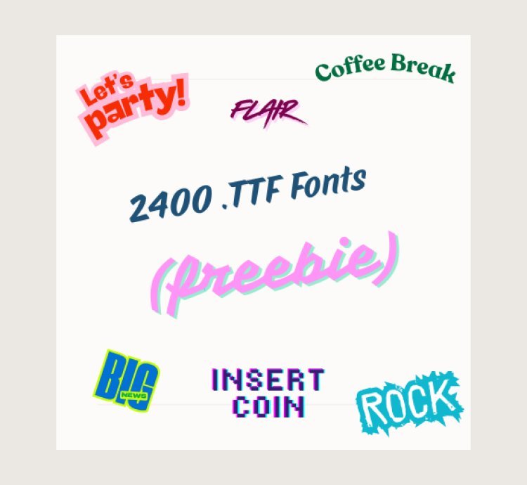 2400 Unique TTF Fonts Bundle Handwriting Calligraphy Vintage Modern Decorative Kit