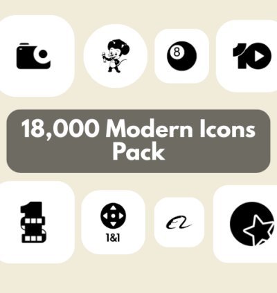 18,000 Modern Icon Pack PNG – High-Quality Transparent Flat Icons for Web App UI and Social Media