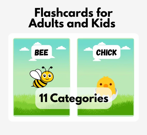 Printable PDF Flashcards for Kids and Adults | 11 Categories